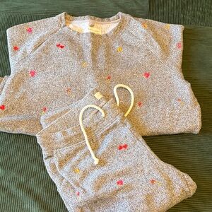LOFT Gray woman’s Pajama Set with Red and Yellow Accents